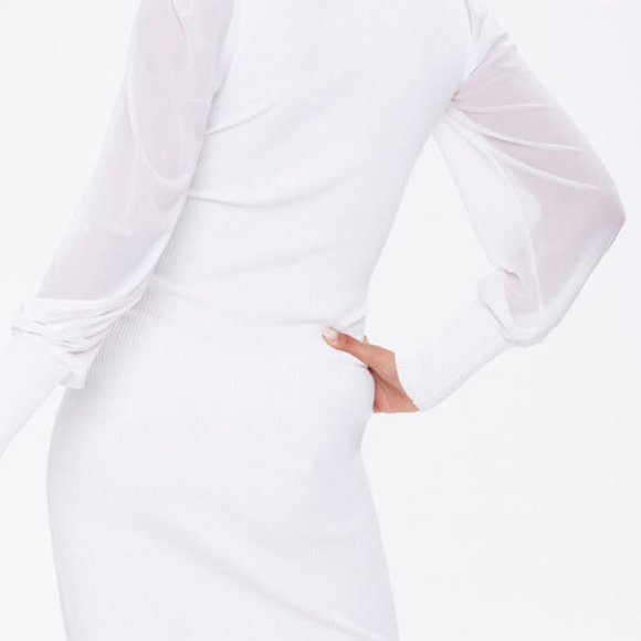 NWT White Sweater Knit Mock Neck Dress, sz Large - Picture 2 of 8